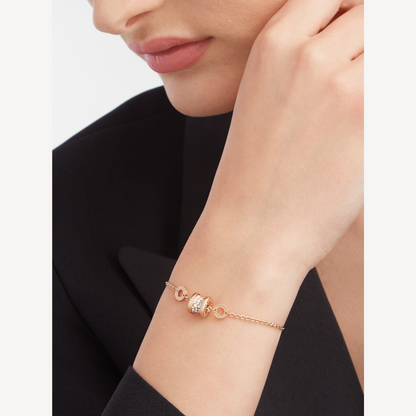 [vivabelle]ZERO 1 SOFT PINK GOLD WITH PAVED DIAMONDS ON THE SPIRAL BRACELET
