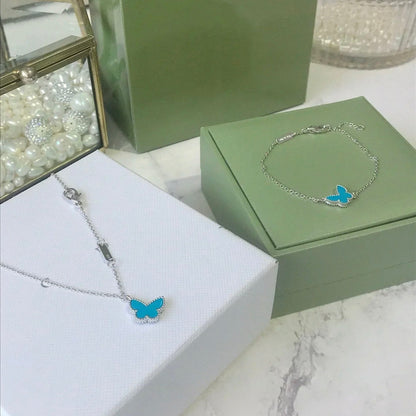 [vivabelle]BUTTERFLY TÜRKIS SCHMETTERLINGSARMBAND SILBER