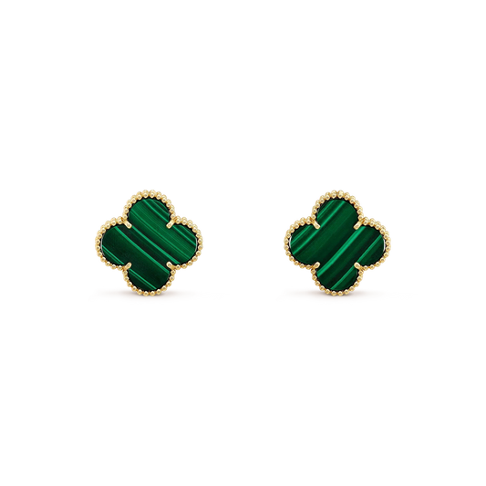 [vivabelle]CLOVER MINI 9.5MM MALACHITE  EARRINGS