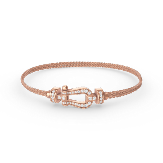 [vivabelle]FORCE SMALL HORSESHOE  DIAMOND CHAIN ROPE BRACELET