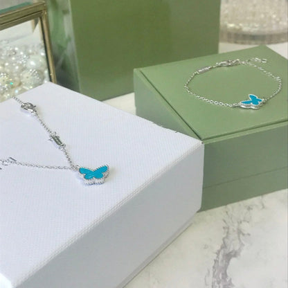 [vivabelle]BUTTERFLY TÜRKIS SCHMETTERLINGSARMBAND SILBER