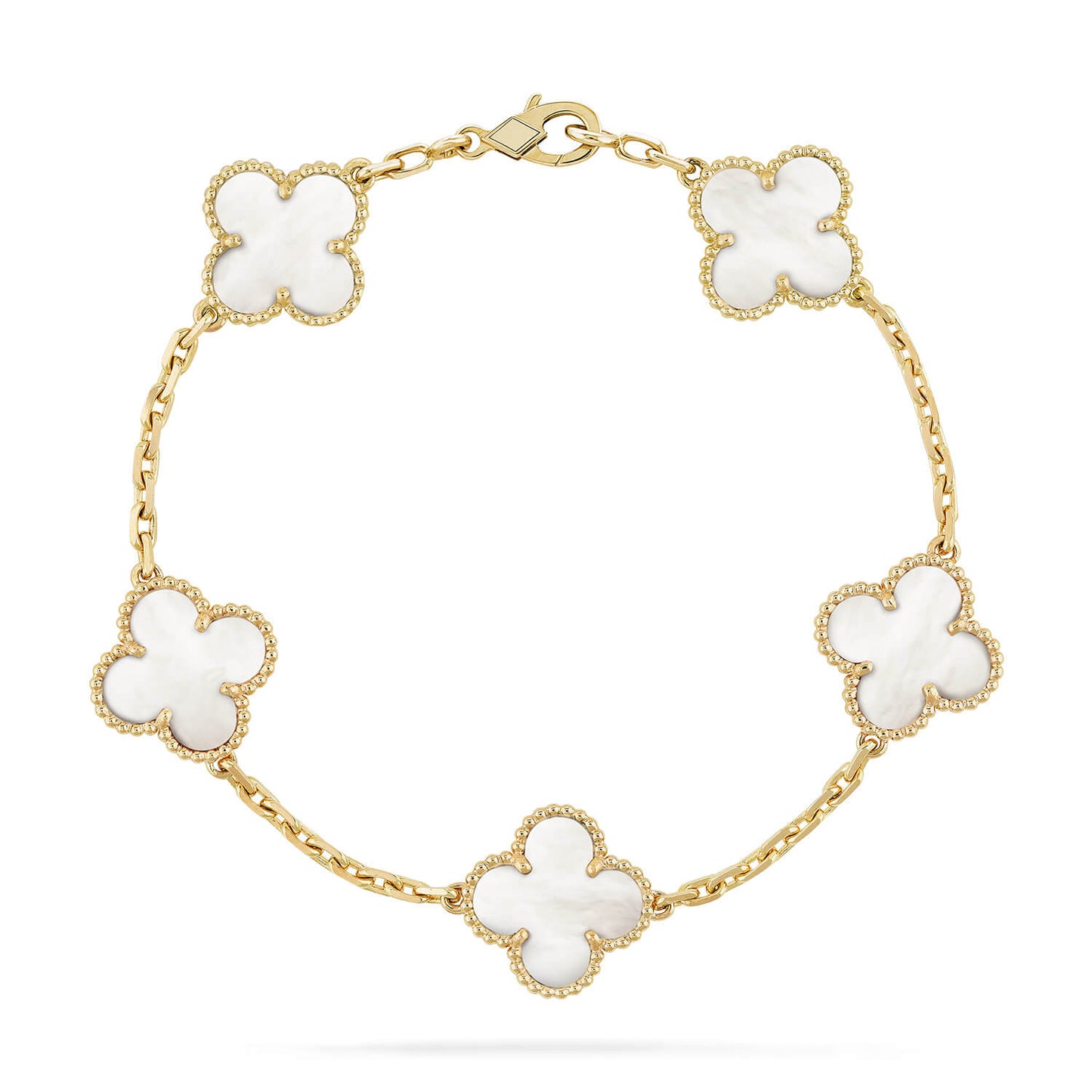 [vivabelle]CLOVER  5 MOTIF WHITE MOP BRACELET