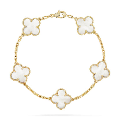 [vivabelle]CLOVER  5 MOTIF WHITE MOP BRACELET