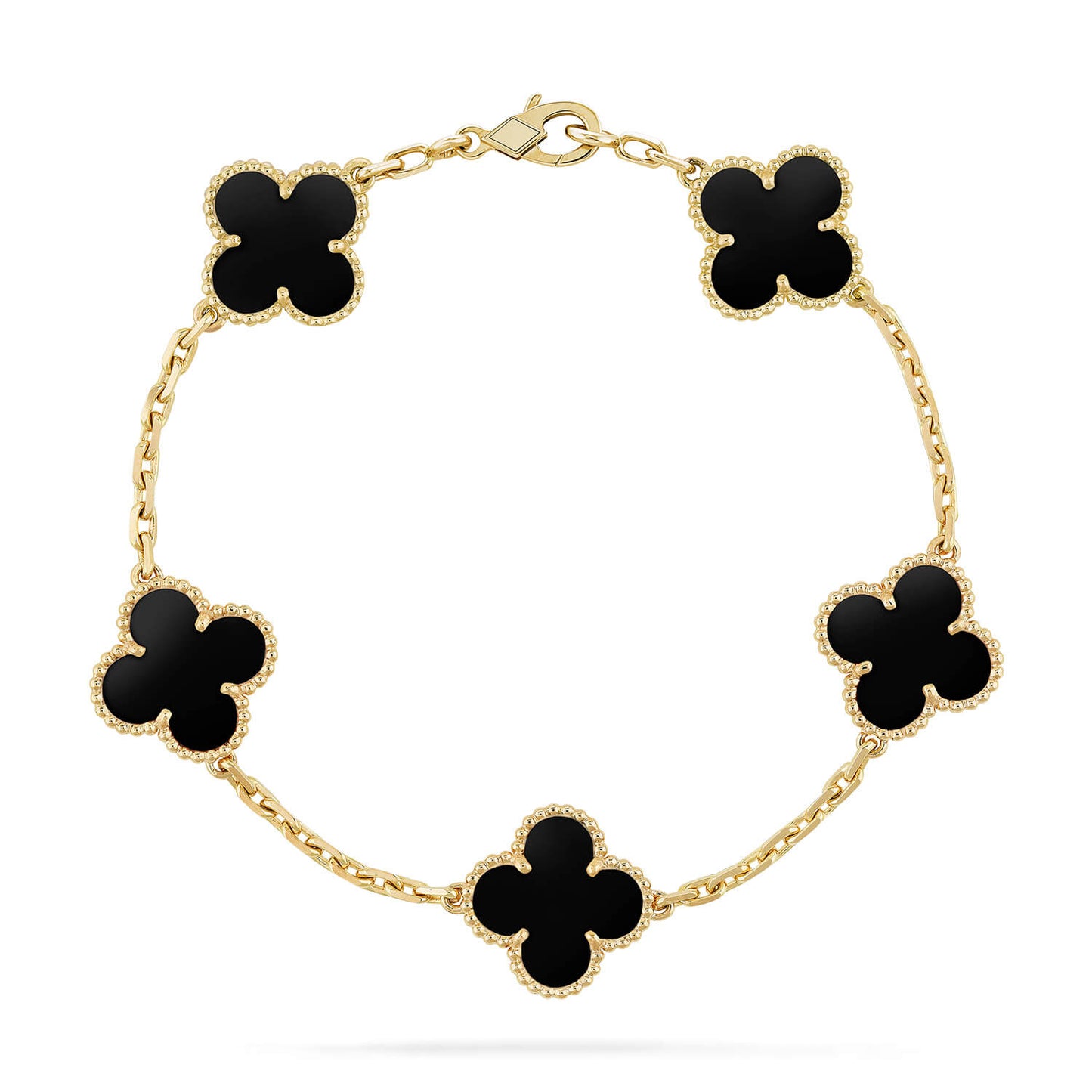 [vivabelle]CLOVER 5 MOTIVE SCHWARZER ONYX ARMBAND 