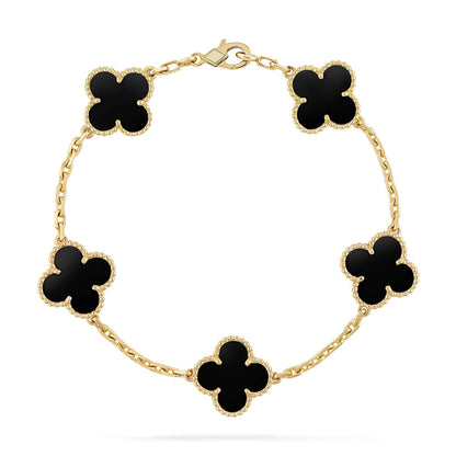 [vivabelle]CLOVER 5 MOTIVE SCHWARZER ONYX ARMBAND 