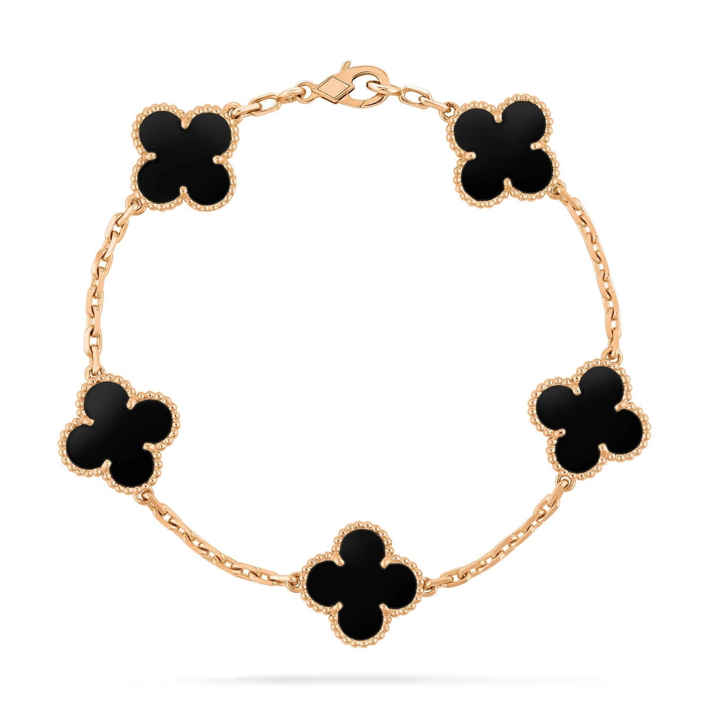 [vivabelle]CLOVER 5 MOTIVE SCHWARZER ONYX ARMBAND 