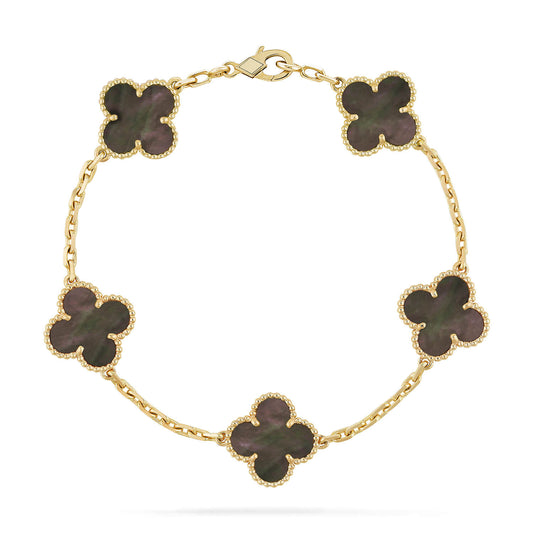 [vivabelle]CLOVER 5 MOTIF GRAY MOP  BRACELET