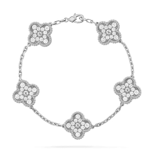[vivabelle]CLOVER 5 MOTIFS DIAMANT ARMBAND SILBER