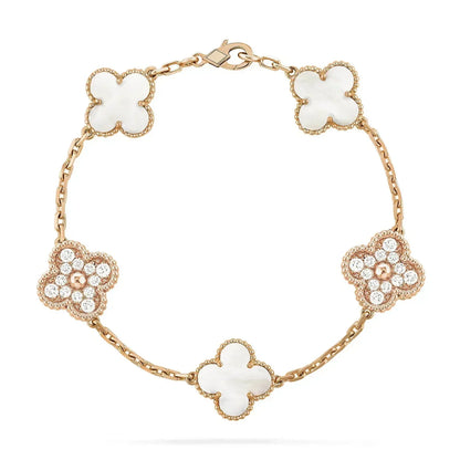 [vivabelle]CLOVER ARMBAND 5 MOTIV WEISSER MOP DIAMANT 