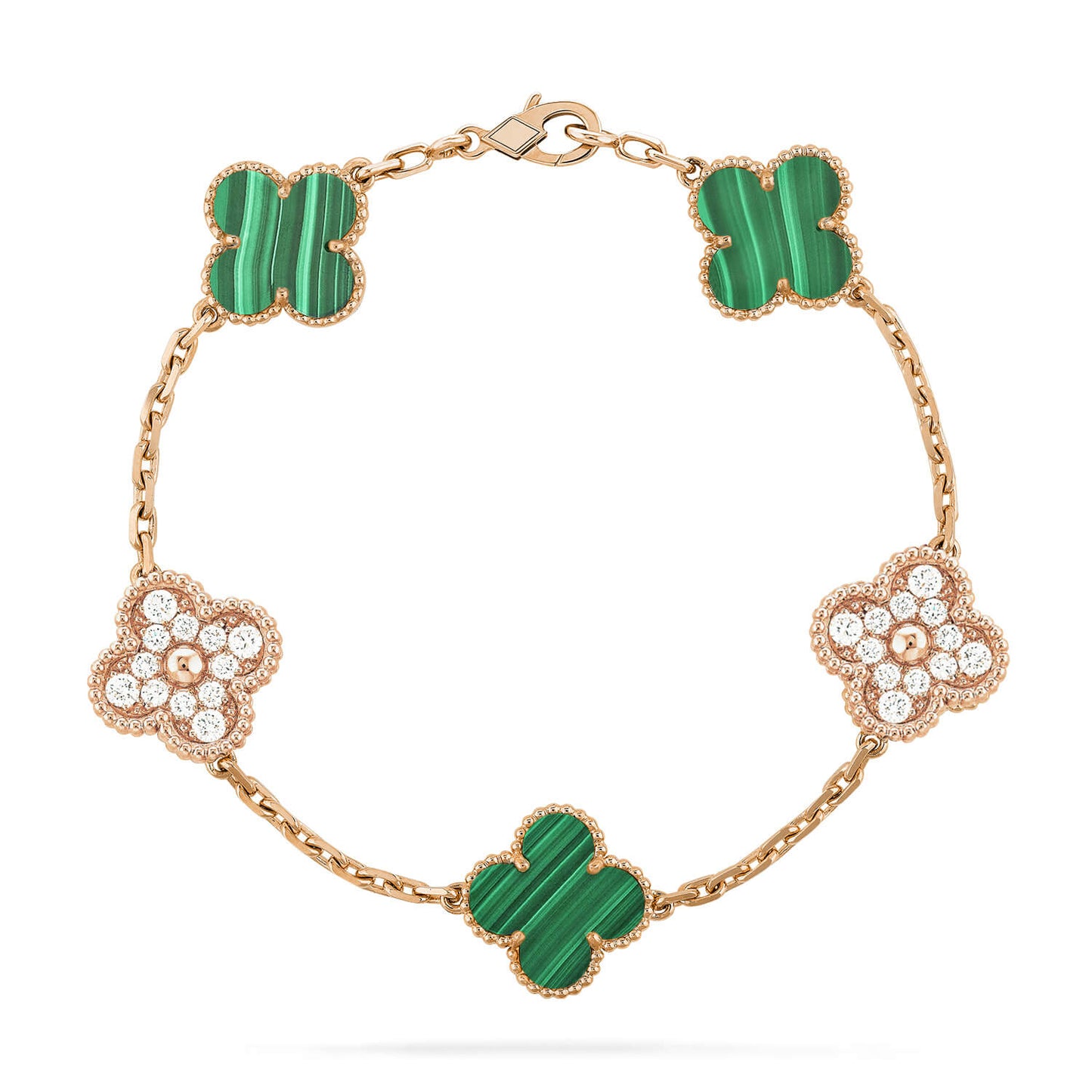 [vivabelle]CLOVER 5 MOTIV MALACHIT DIAMANT ARMBAND
