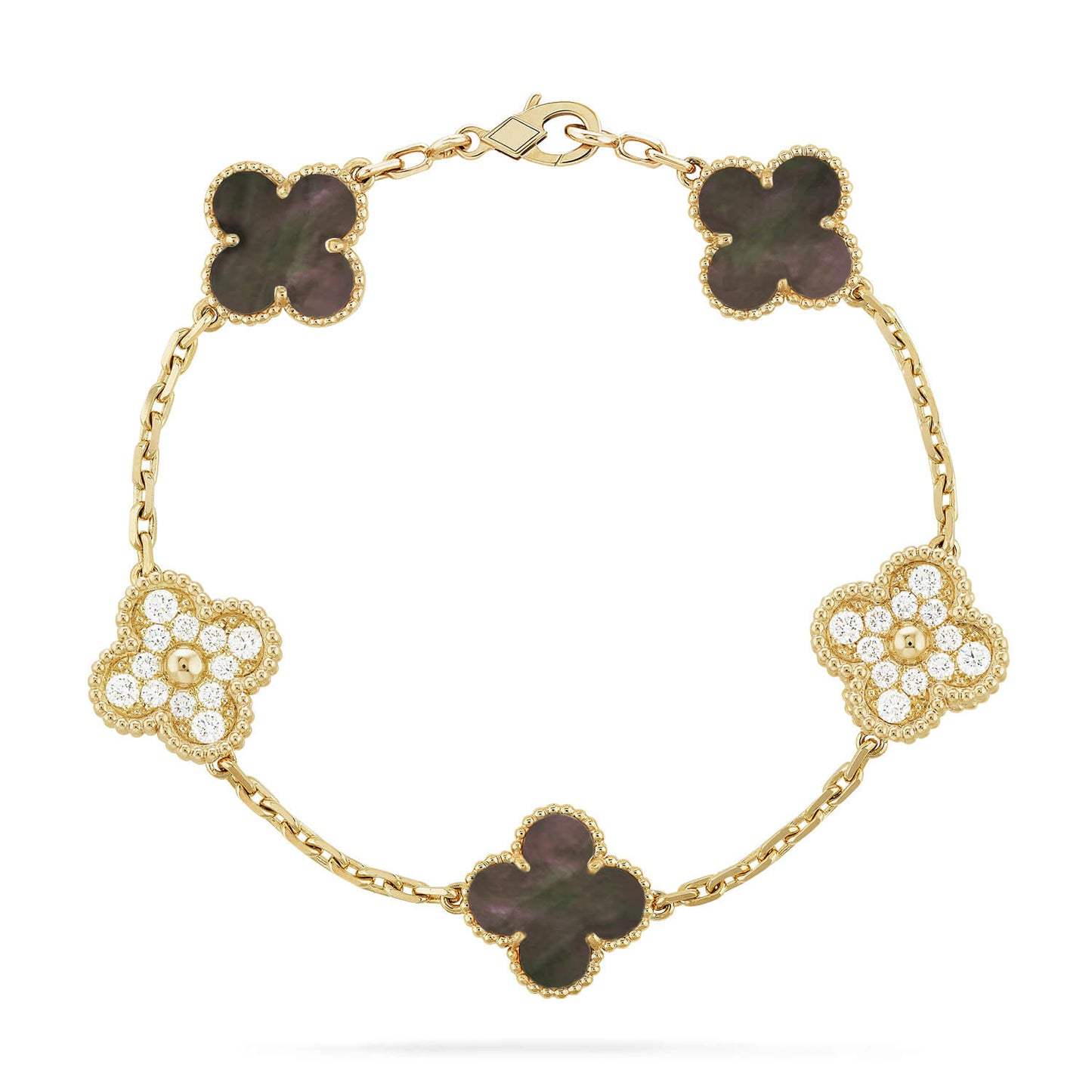 [vivabelle]CLOVER 5 MOTIV GRAUES MOP DIAMANTARMBAND