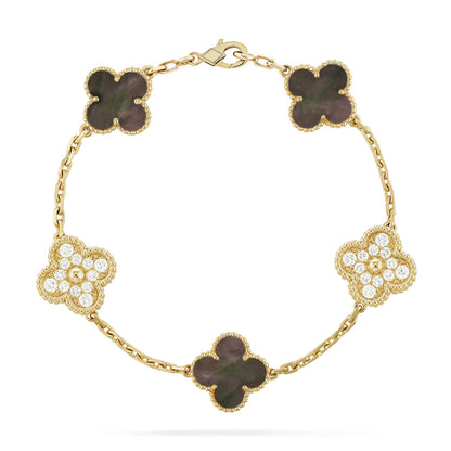 [vivabelle]CLOVER 5 MOTIV GRAUES MOP DIAMANTARMBAND