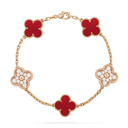 [vivabelle]KLEE 5 MOTIVE KARNEOL DIAMANT ARMBAND
