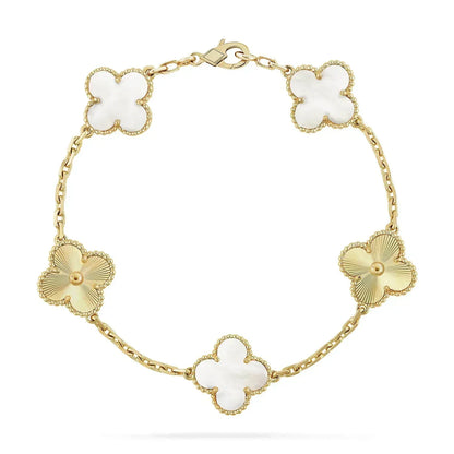 [vivabelle]KLEE-ARMBAND 5 MOTIV WEISS MOP ROSA GOLD
