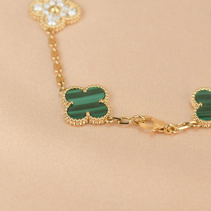 [vivabelle]CLOVER 5 MOTIV MALACHIT DIAMANT ARMBAND