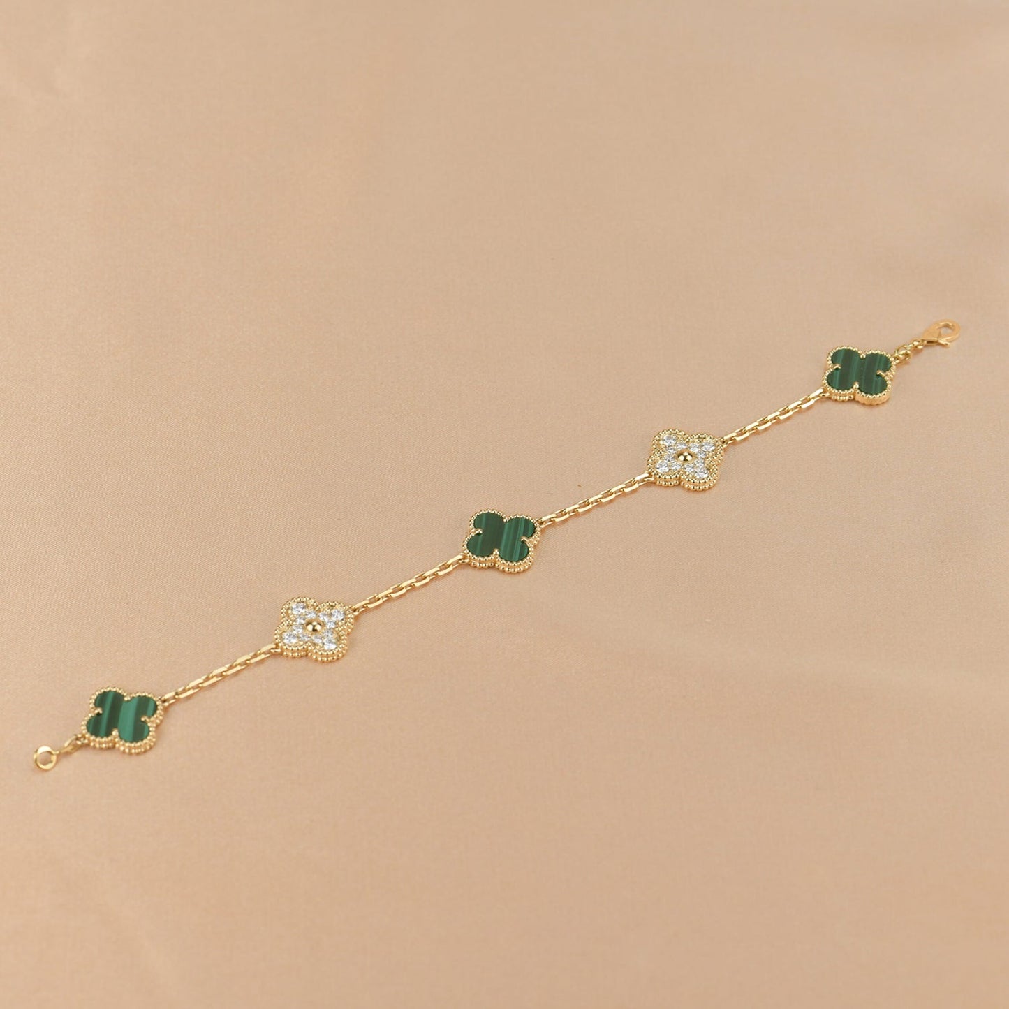 [vivabelle]CLOVER 5 MOTIV MALACHIT DIAMANT ARMBAND