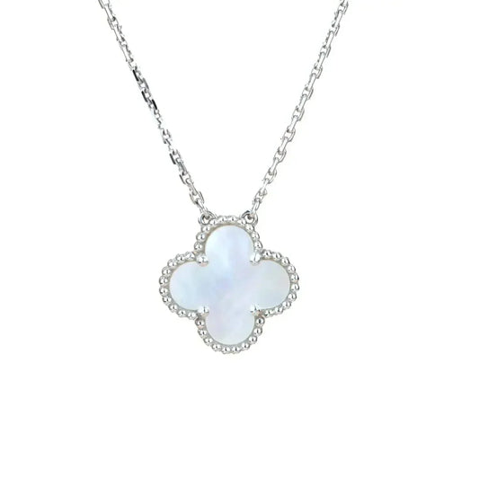 [vivabelle]CLOVER  15MM WHITE MOTHER-OF-PEARL SILVER