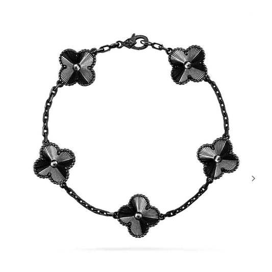 [vivabelle]CLOVER 5 MOTIV SCHWARZES ARMBAND 