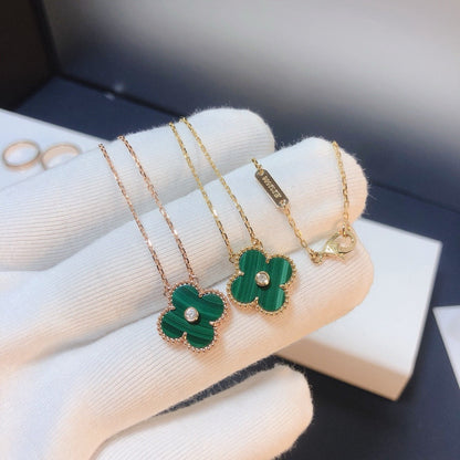 [vivabelle]CLOVER 15MM DIAMOND TURQUOISE NECKLACE