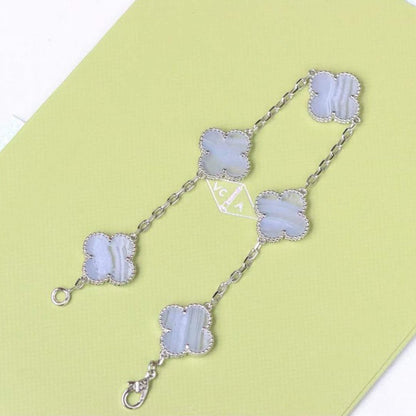 [vivabelle]CLOVER  5 MOTIF PURPLE CHALCEDONY BRACELET SILVER