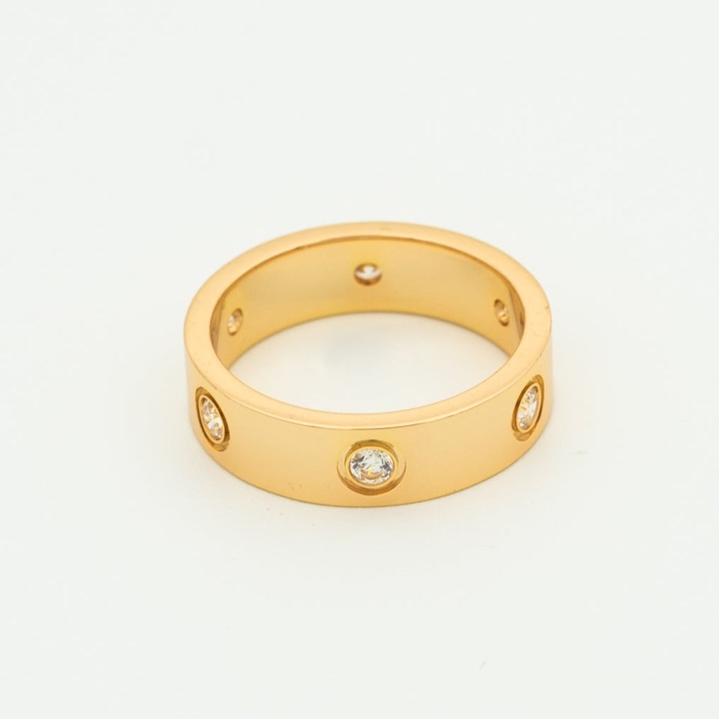 [vivabelle]LOVE RING 5.5MM 6 DIAMONDS PINK GOLD