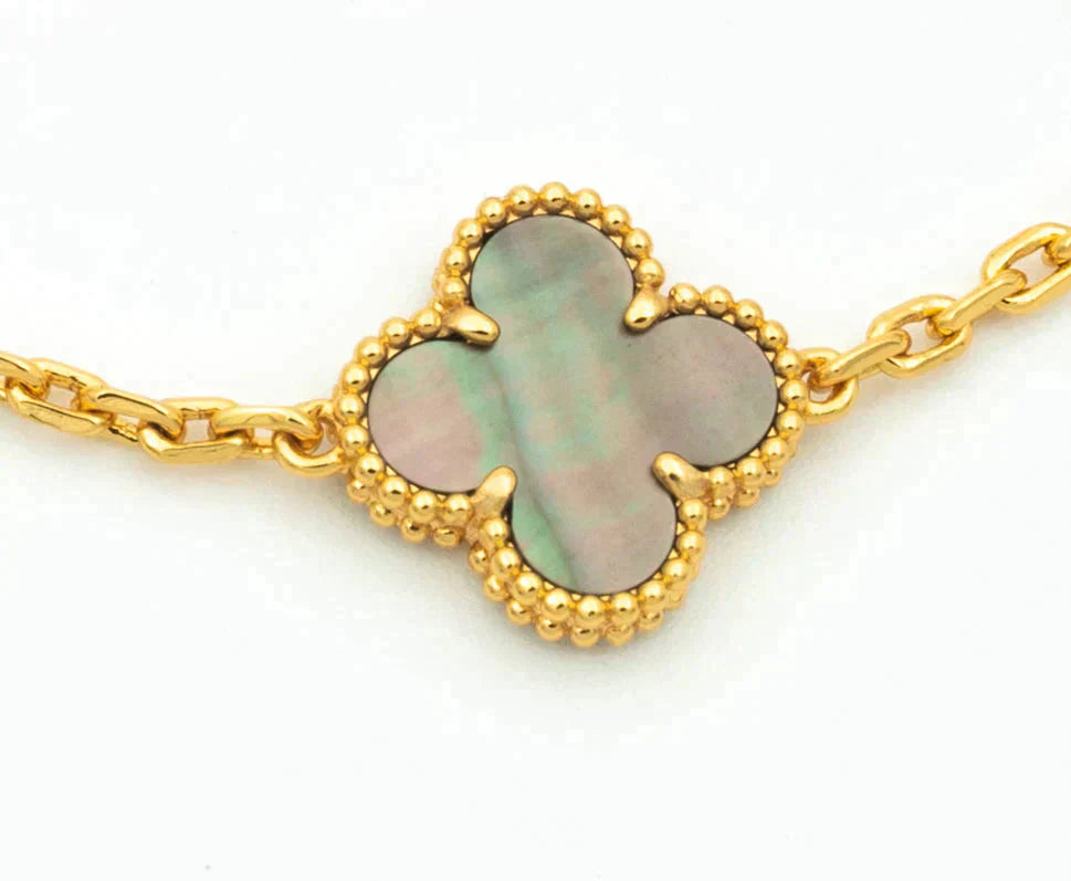 [vivabelle]CLOVER 5 MOTIV GRAUES MOP DIAMANTARMBAND