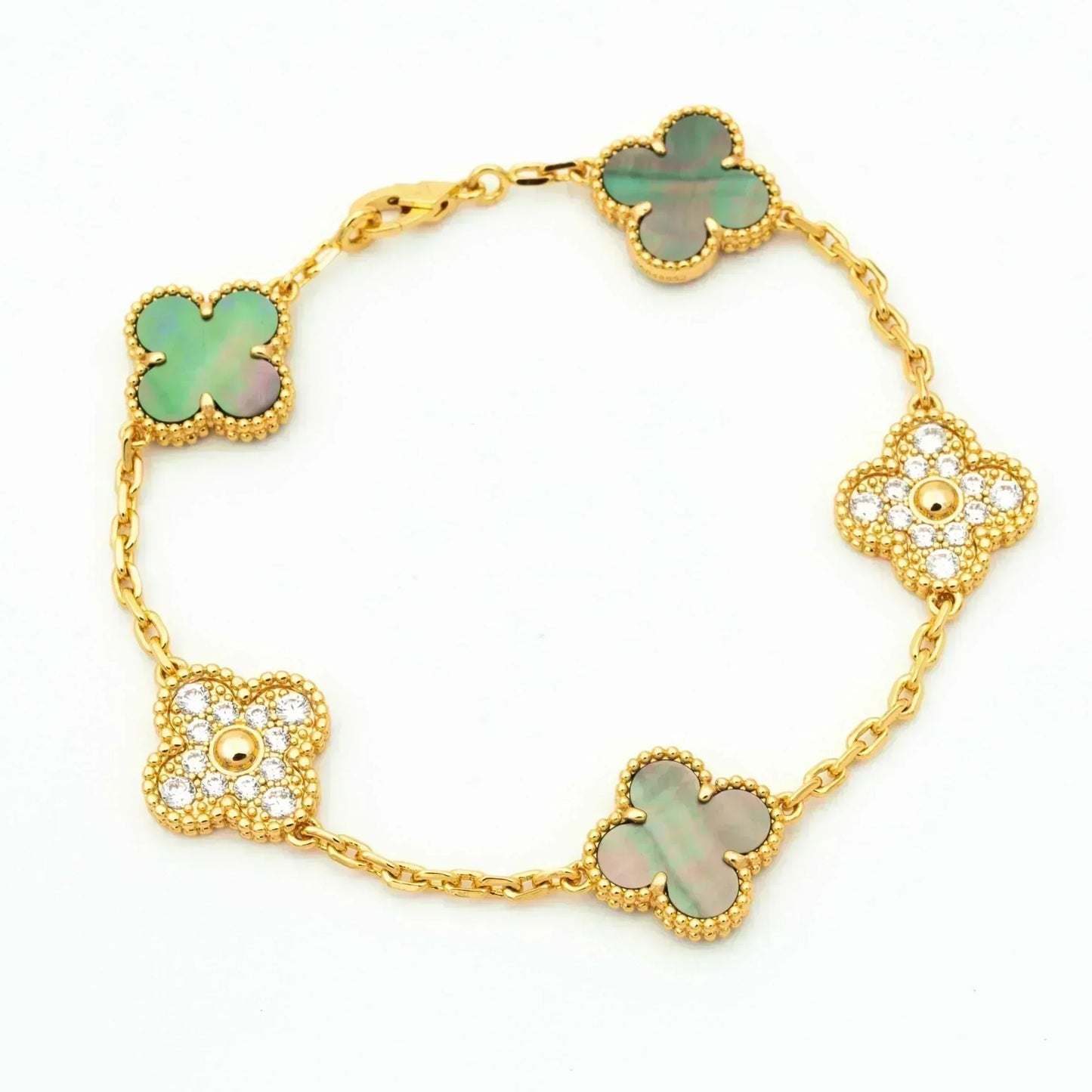 [vivabelle]CLOVER 5 MOTIV GRAUES MOP DIAMANTARMBAND