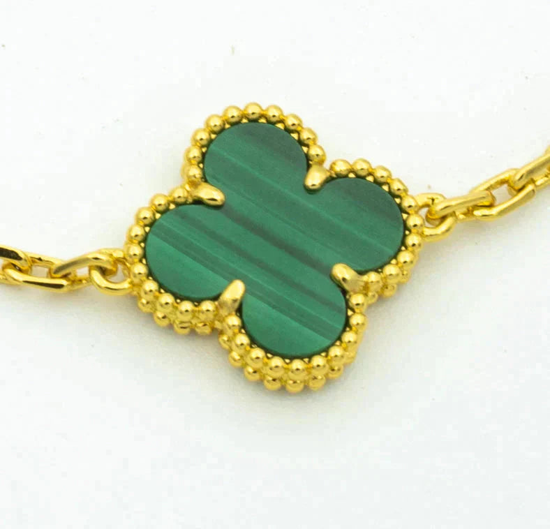[vivabelle]CLOVER 5 MOTIV MALACHIT DIAMANT ARMBAND