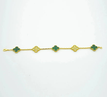 [vivabelle]CLOVER 5 MOTIV MALACHIT DIAMANT ARMBAND