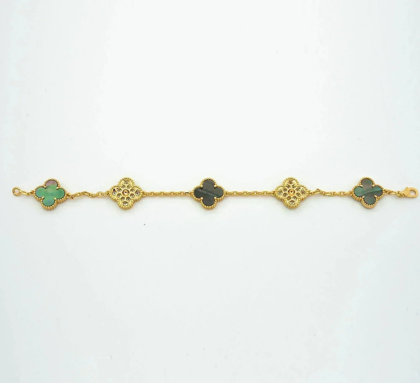 [vivabelle]CLOVER 5 MOTIV GRAUES MOP DIAMANTARMBAND