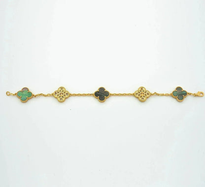 [vivabelle]CLOVER 5 MOTIV GRAUES MOP DIAMANTARMBAND
