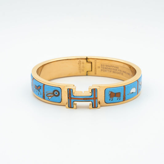 [vivabelle]H PINK GOLD BRACELET BLUE CERAMIC