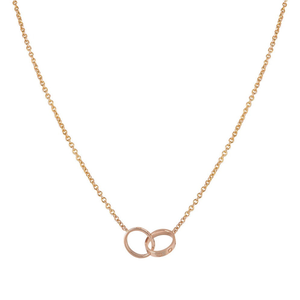 [vivabelle]LOVE HALSKETTE DOPPELRING ROSA GOLD 