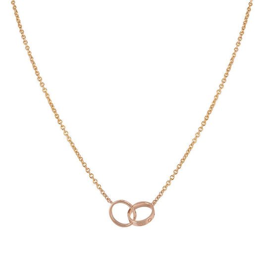 [vivabelle]LOVE HALSKETTE DOPPELRING ROSA GOLD 