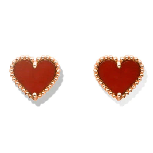 [vivabelle]HEART CARNELIAN STUD EARRINGS
