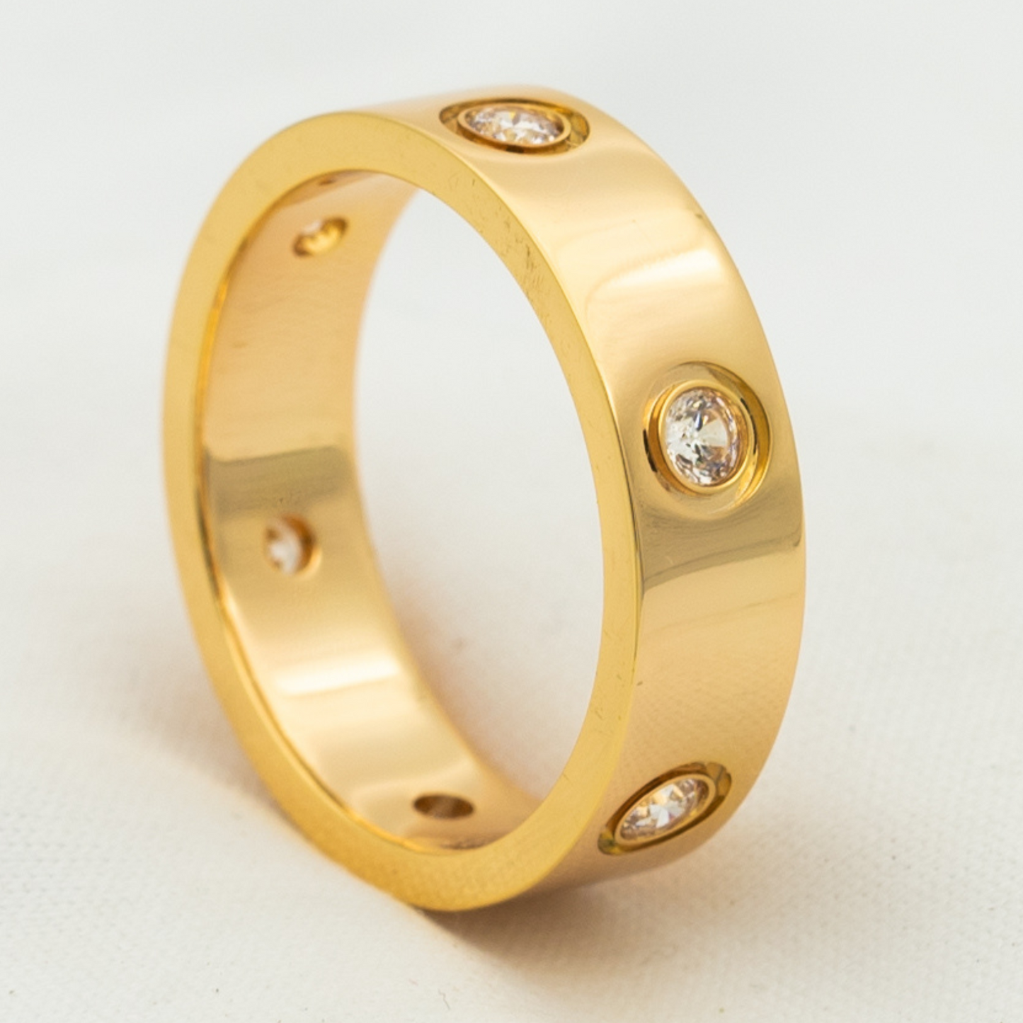 [vivabelle]LOVE RING 5.5MM 6 DIAMONDS PINK GOLD