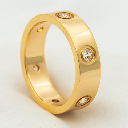 [vivabelle]LOVE RING 5.5MM 6 DIAMONDS PINK GOLD