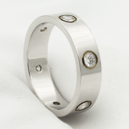 [vivabelle]LOVE RING 5.5MM 6 DIAMONDS SILVER