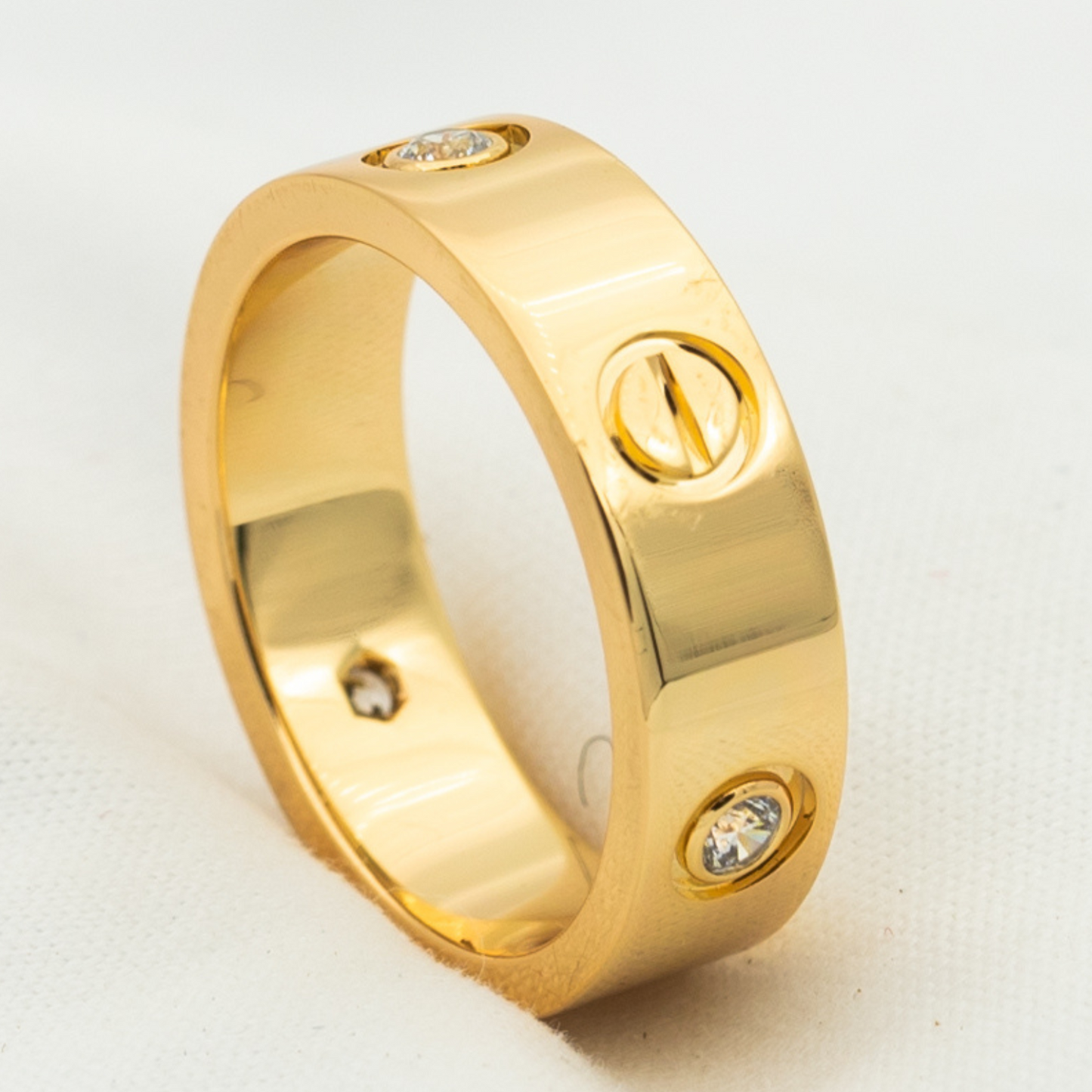 [vivabelle]LOVE RING 5.5MM 3 DIAMONDS PINK GOLD
