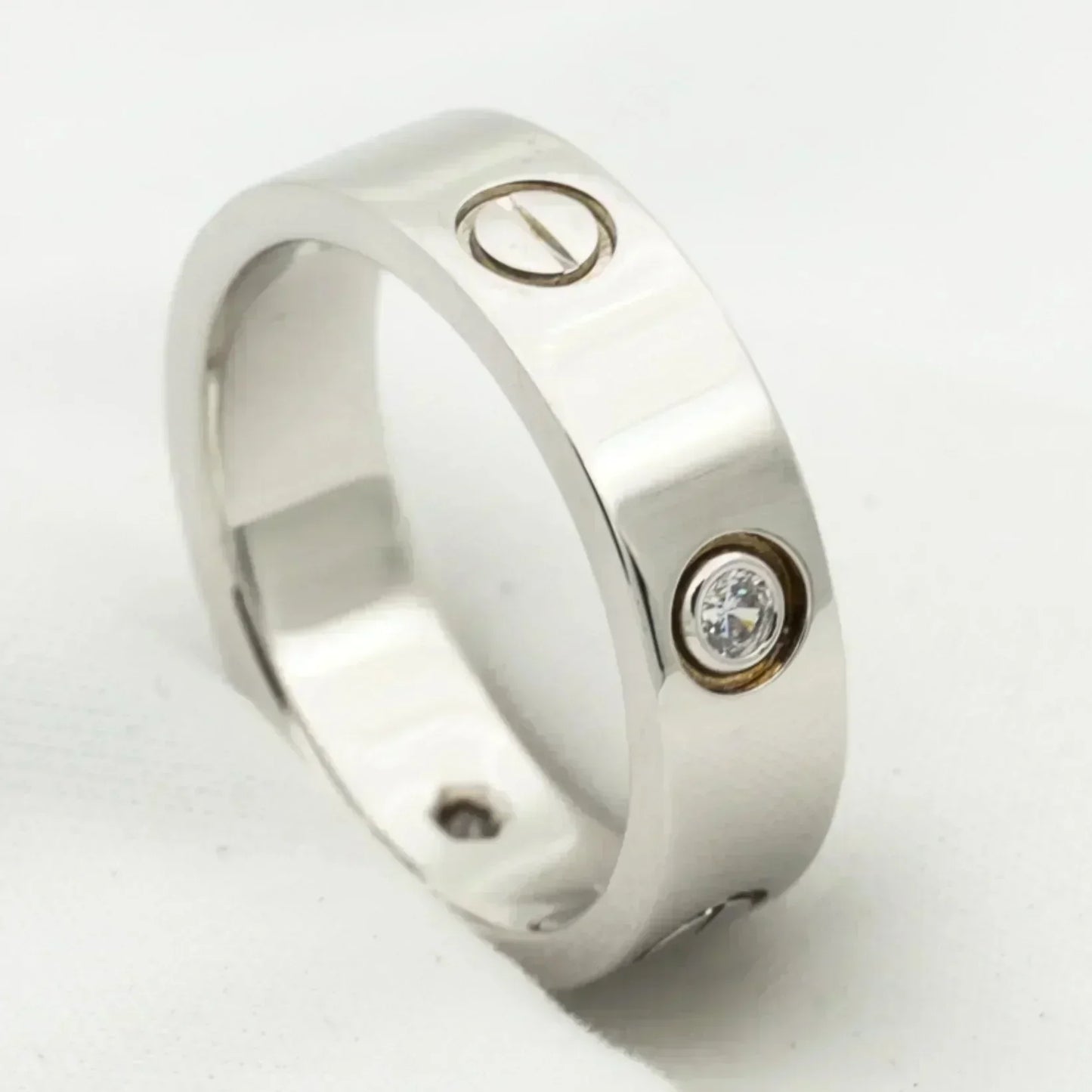 [vivabelle]LOVE RING 5.5MM 3 DIAMONDS SILVER