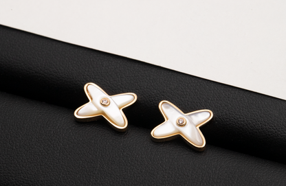 [vivabelle]JEUX DE WHITE MOP PINK GOLD DIAMANT OHRRINGE