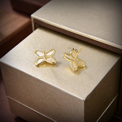 [vivabelle]JEUX DE WHITE MOP GOLD DIAMOND OHRRINGE