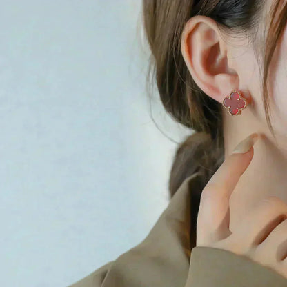 [vivabelle]CLOVER MEDIUM 1 MOTIFS CARNELIAN  EARRINGS