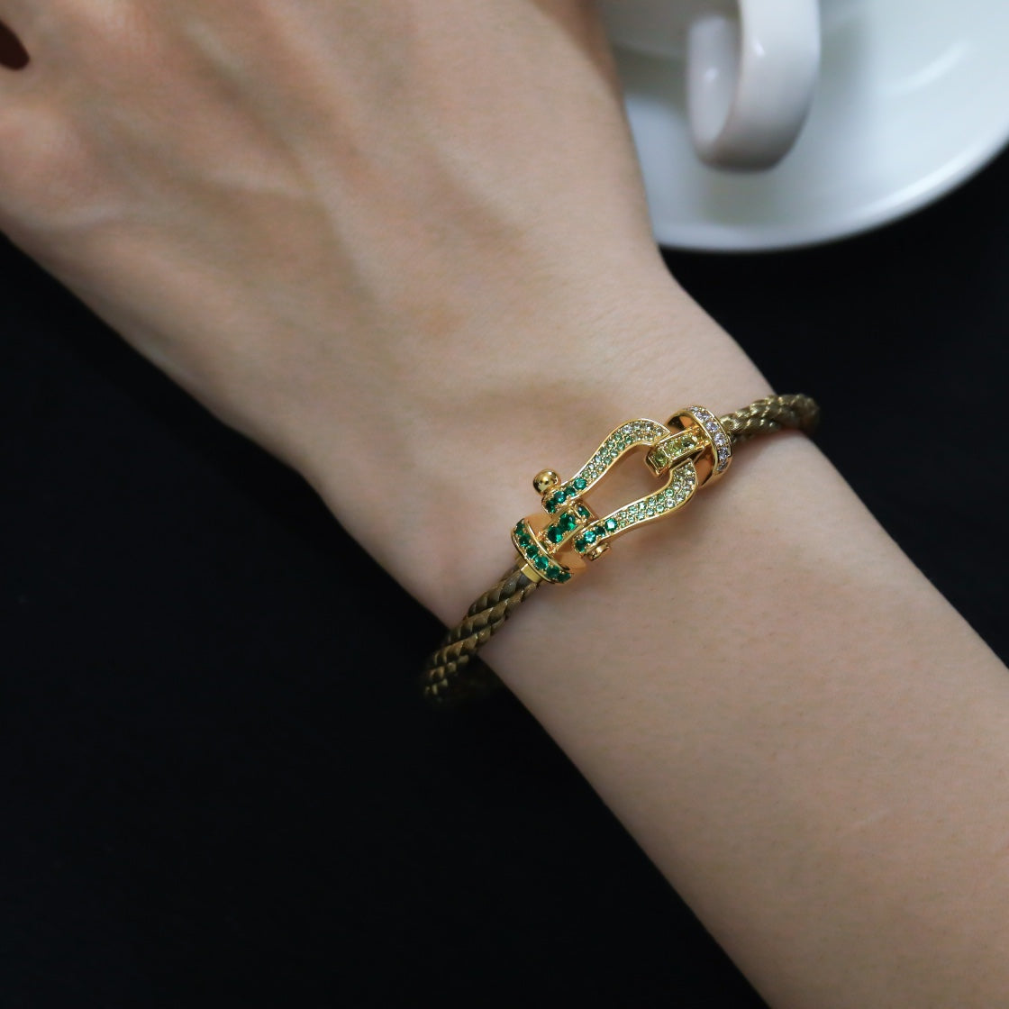 [vivabelle]FORCE 10 GOLD GREEN DIAMOND PAVED