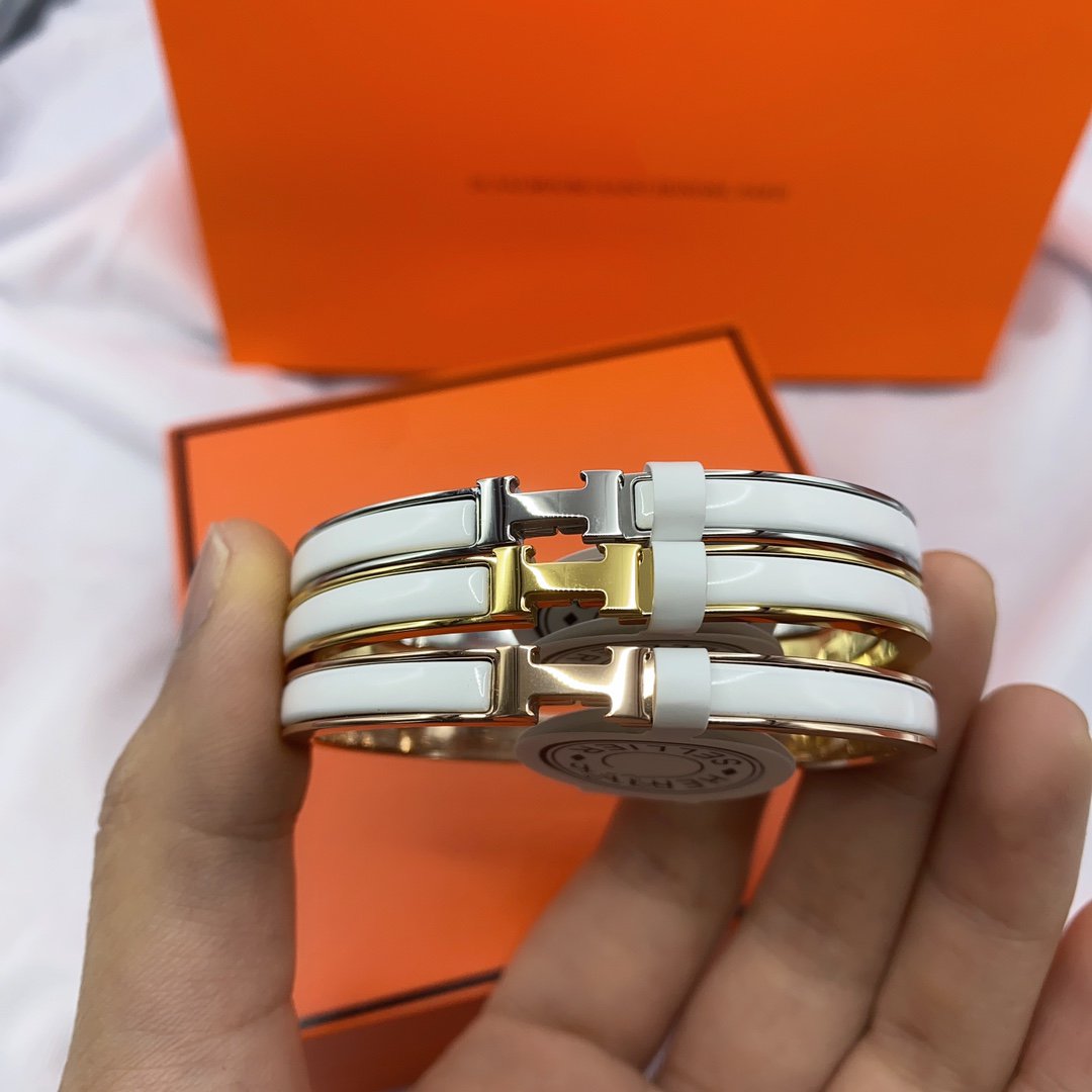 [vivabelle]CLASSIC HM CLIC WHITE 8MM ENAMEL BRACELET