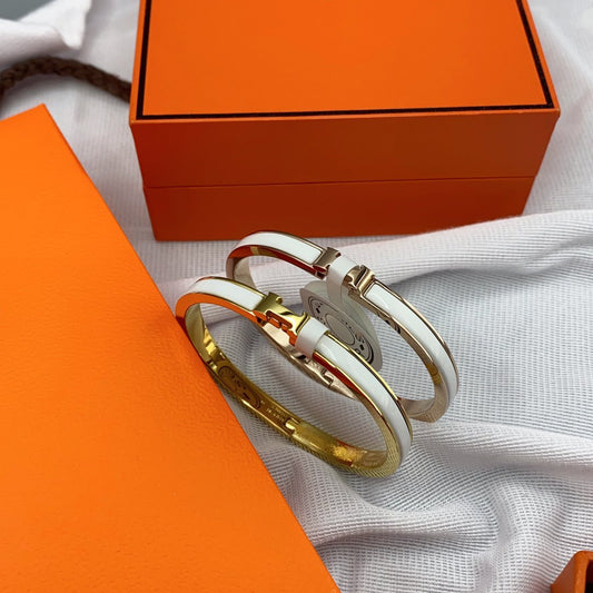[vivabelle]CLASSIC HM CLIC WHITE 8MM ENAMEL BRACELET