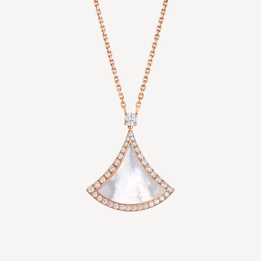 [vivabelle]DREAM MOP DIAMOND PAVED PINK GOLD NECKLACE