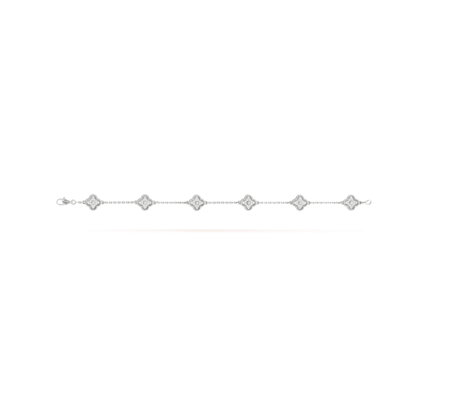 [vivabelle]Silberarmband mit Kleeblattmotiv und 6 Diamanten