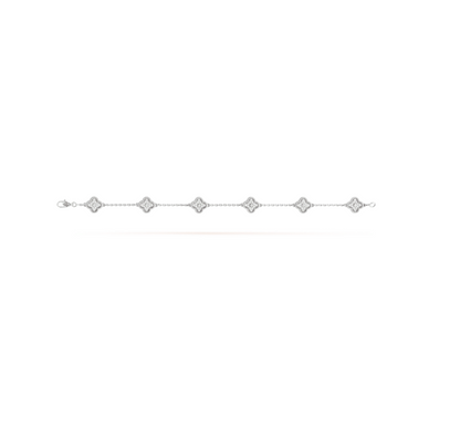 [vivabelle]Silberarmband mit Kleeblattmotiv und 6 Diamanten