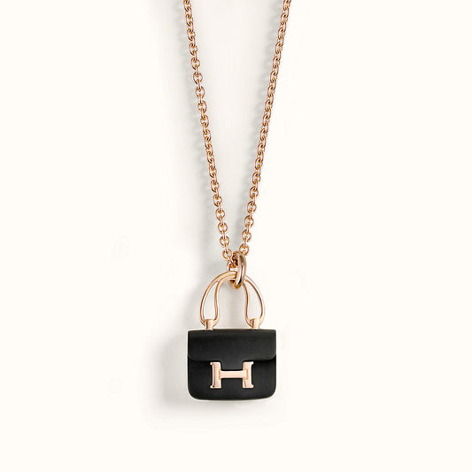 [vivabelle]CONSTANCE BLACK PEDANT PINK GOLD NECKLACE